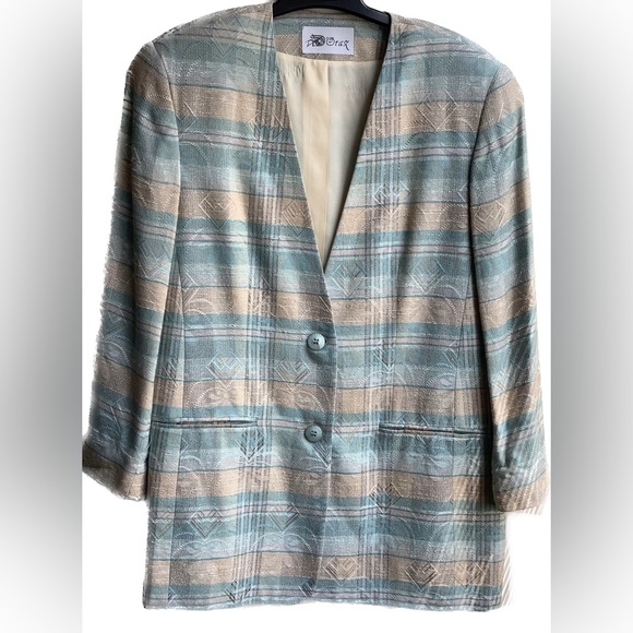 EUC vintage jacquard boyfriend suit jacket - Picture 1 of 14